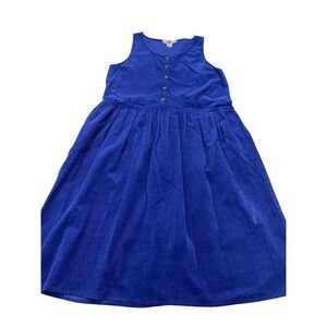 ⁠The American Line Royal Blue Corduroy Jumper Dress 16W Vintage Midi Pockets
